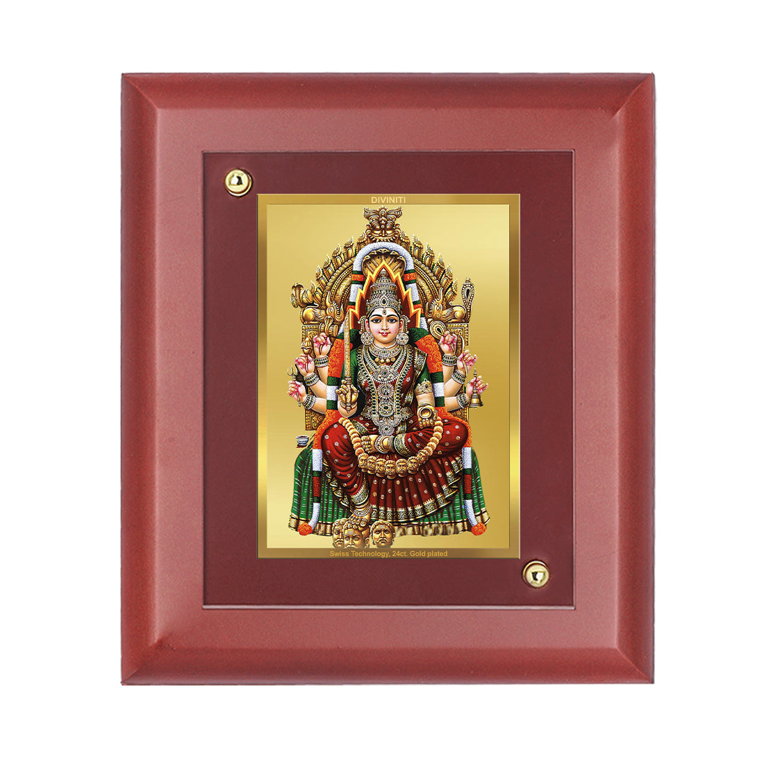 Diviniti 24K Gold Plated Karumariamman Photo Frame For Home Decor, Wall Decor, Table Tops, Gift (16 x 13 CM)