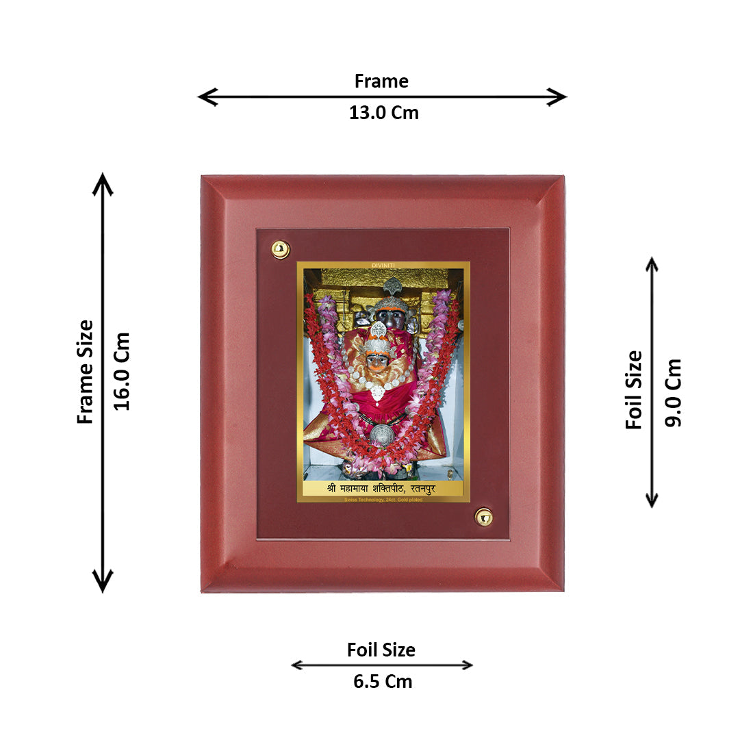 Diviniti 24K Gold Plated Mahamaya Shaktipeeth Photo Frame For Home Decor, Table Tops, Worship, Gift (16 x 13 CM)