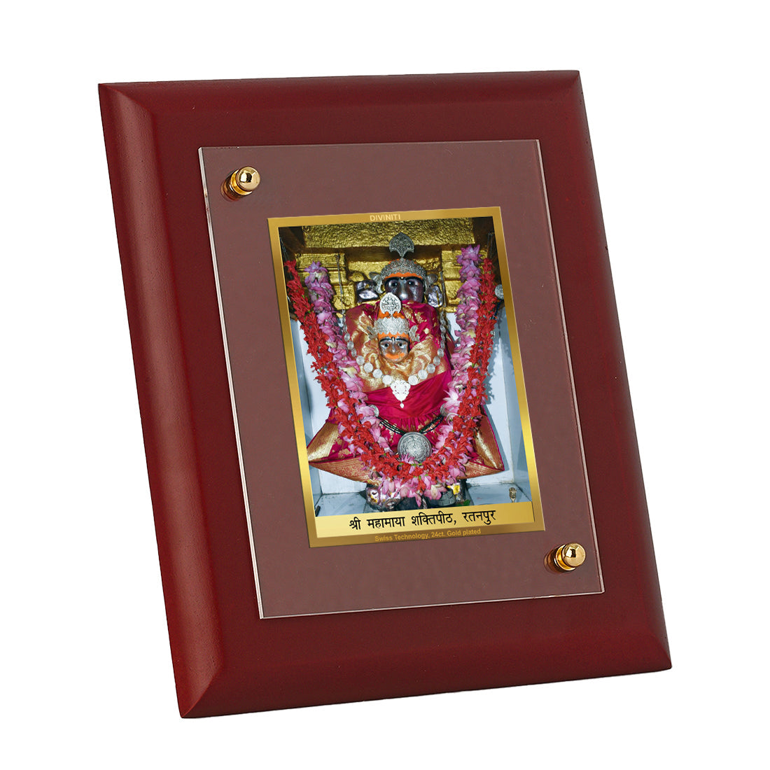 Diviniti 24K Gold Plated Mahamaya Shaktipeeth Photo Frame For Home Decor, Table Tops, Worship, Gift (16 x 13 CM)