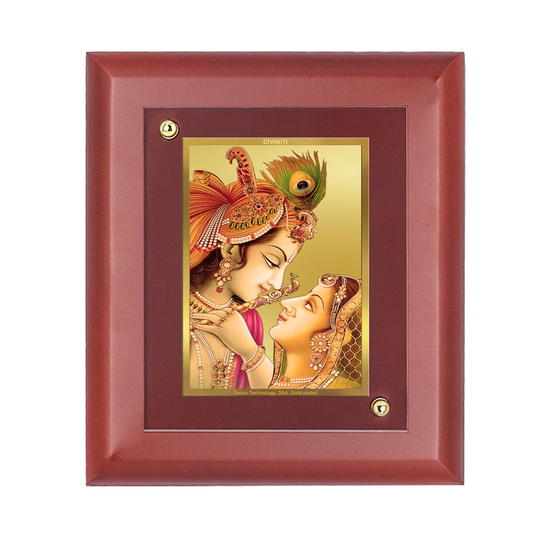 Diviniti 24K Gold Plated Radha Krishna Photo Frame For Home Wall Decor, Table, Puja, Gift (16 x 13 CM)