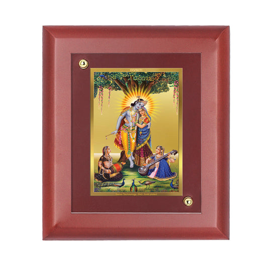 Diviniti Krishna -3 gold-plated Wall Photo Frame, Table Decor| MDF 1 Wooden Photo Frame with 24K gold-plated Foil| Religious Photo Frame Idol For Prayer, Gifts Items