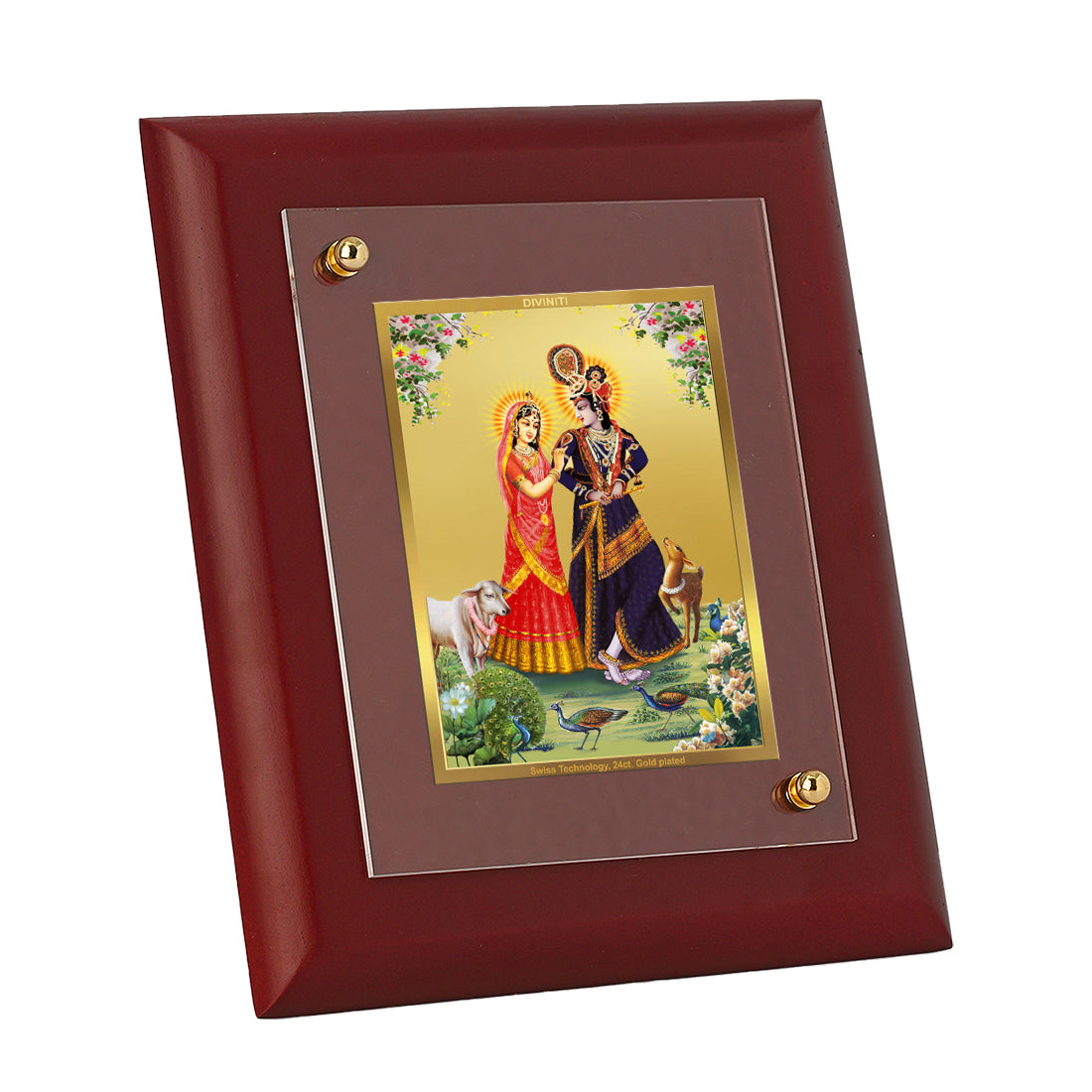 Diviniti 24K Gold Plated Radha Krishna Photo Frame For Home Decor, Wall Hanging, Puja Room, Gift (16 x 13 CM)