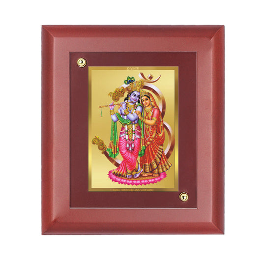 Diviniti 24K Gold Plated Radha Krishna Photo Frame For Home Decor, Wall Decor, Table Tops, Gift (16 x 13 CM)