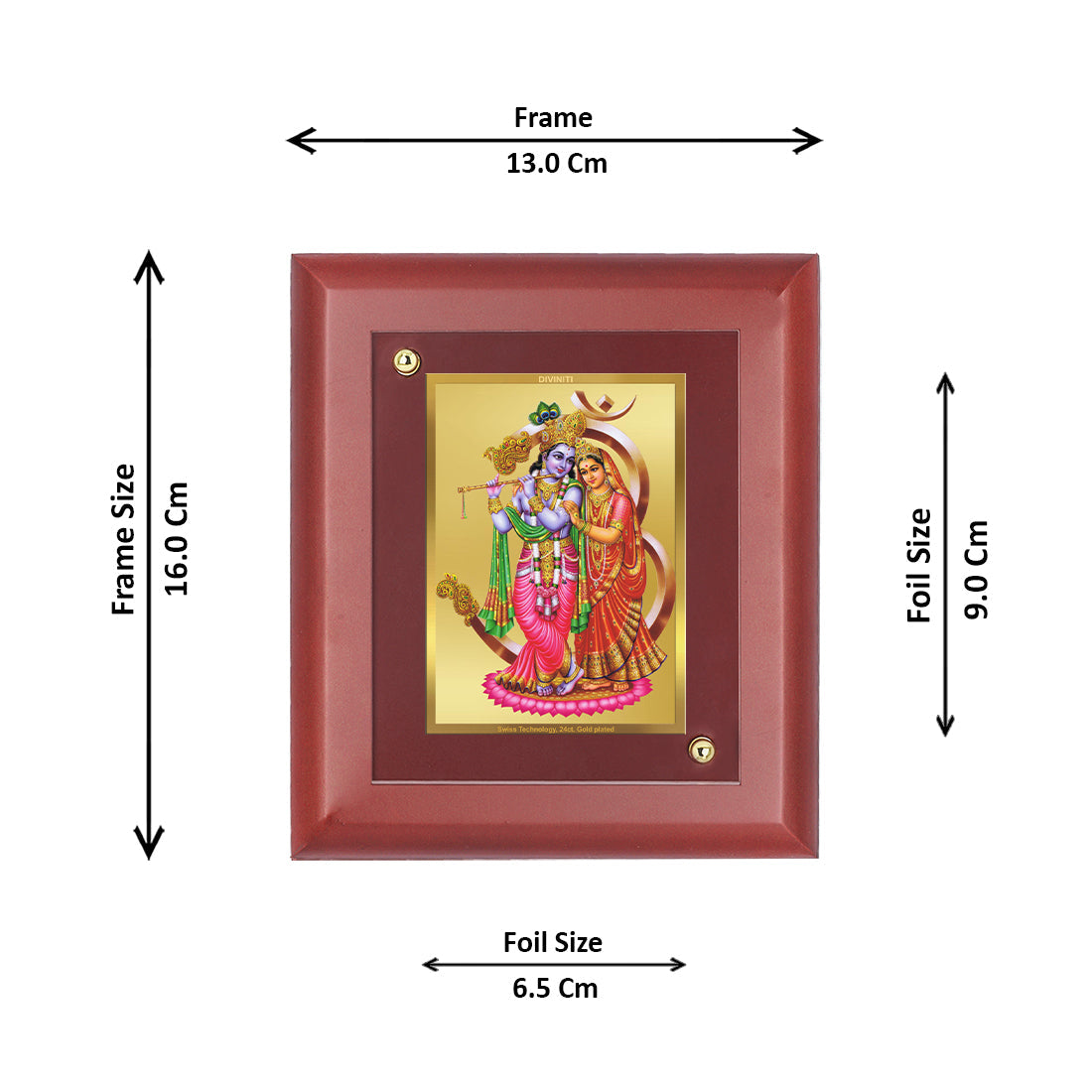 Diviniti 24K Gold Plated Radha Krishna Photo Frame For Home Decor, Wall Decor, Table Tops, Gift (16 x 13 CM)