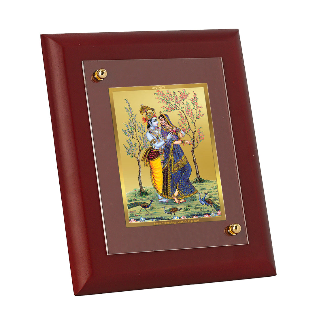 Diviniti 24K Gold Plated Radha Krishna Photo Frame For Home Decor, Wall Hanging, Table Top, Gift (16 x 13 CM)