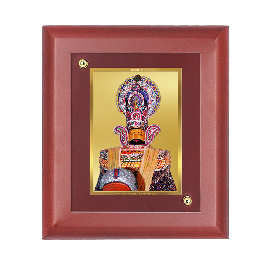 Diviniti Khatu Shyam-1 gold-plated Wall Photo Frame, Table Decor| MDF 1 Wooden Photo Frame with 24K gold-plated Foil| Religious Photo Frame Idol For Prayer, Gifts Items