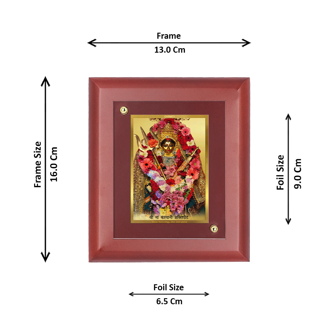 Diviniti 24K Gold Plated Maa Kali Photo Frame For Home Decor, Wall Hanging, Table, Puja, Gift (16 x 13 CM)