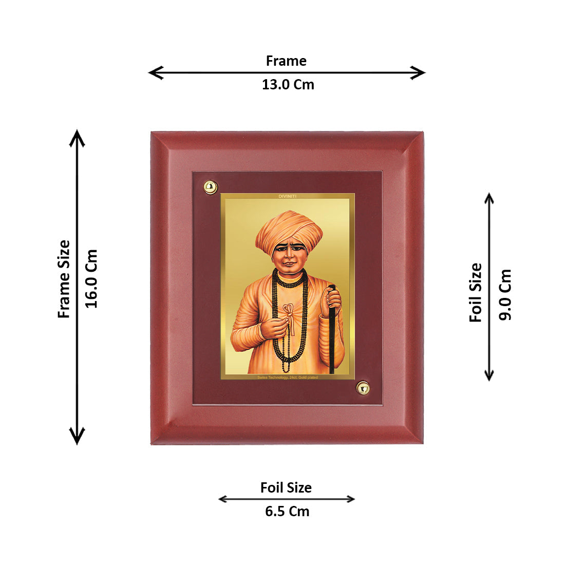 Diviniti 24K Gold Plated Jalram Bappa Photo Frame For Home Decor, Wall Decor, Table Tops, Gift (16 x 13 CM)