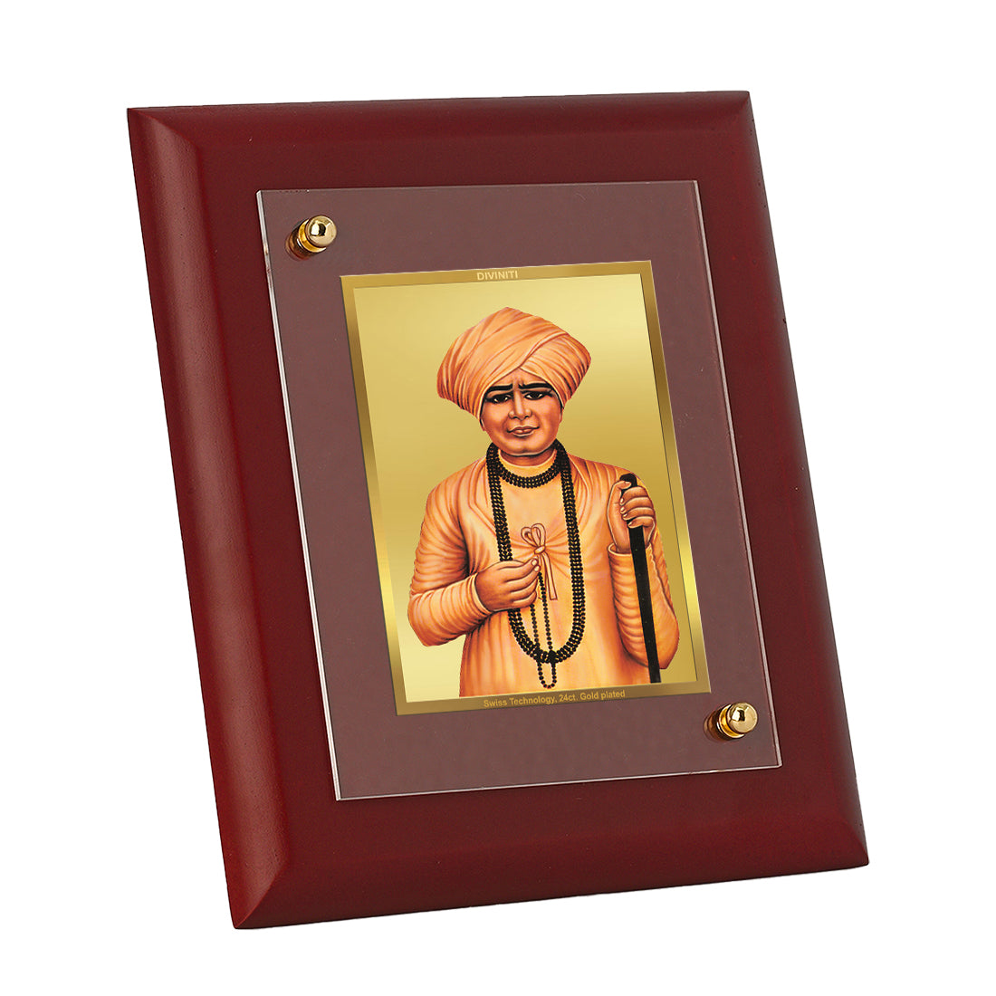 Diviniti 24K Gold Plated Jalram Bappa Photo Frame For Home Decor, Wall Decor, Table Tops, Gift (16 x 13 CM)