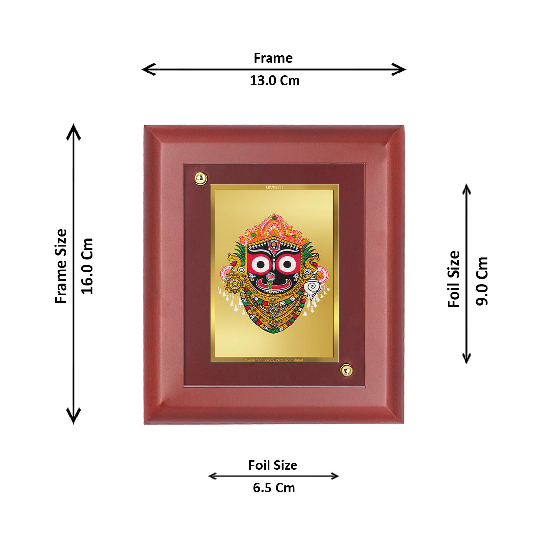 Diviniti 24K Gold Plated Jagannath Photo Frame For Home Wall Decor, Table Tops, Worship, Gift (16 x 13 CM)