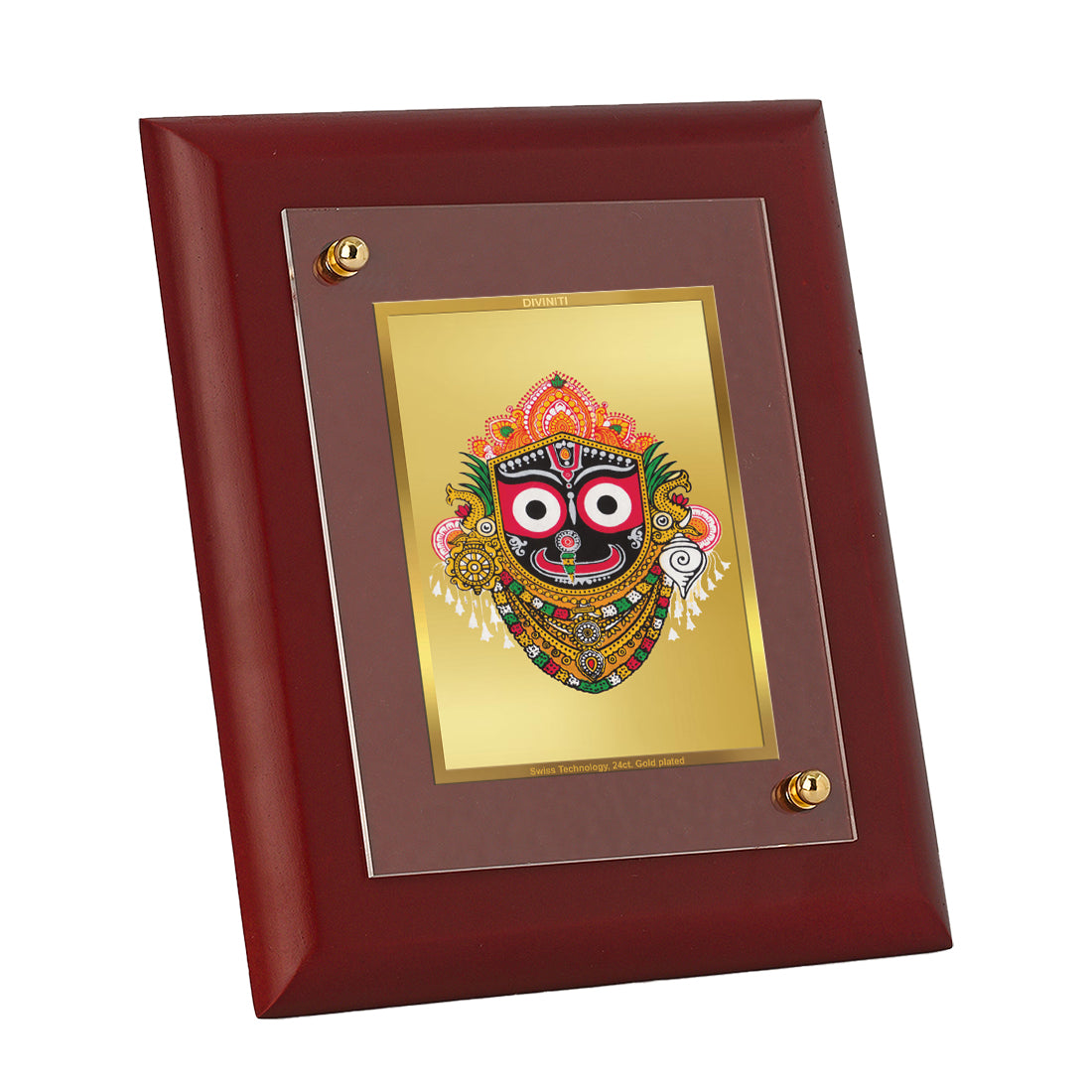 Diviniti 24K Gold Plated Jagannath Photo Frame For Home Wall Decor, Table Tops, Worship, Gift (16 x 13 CM)