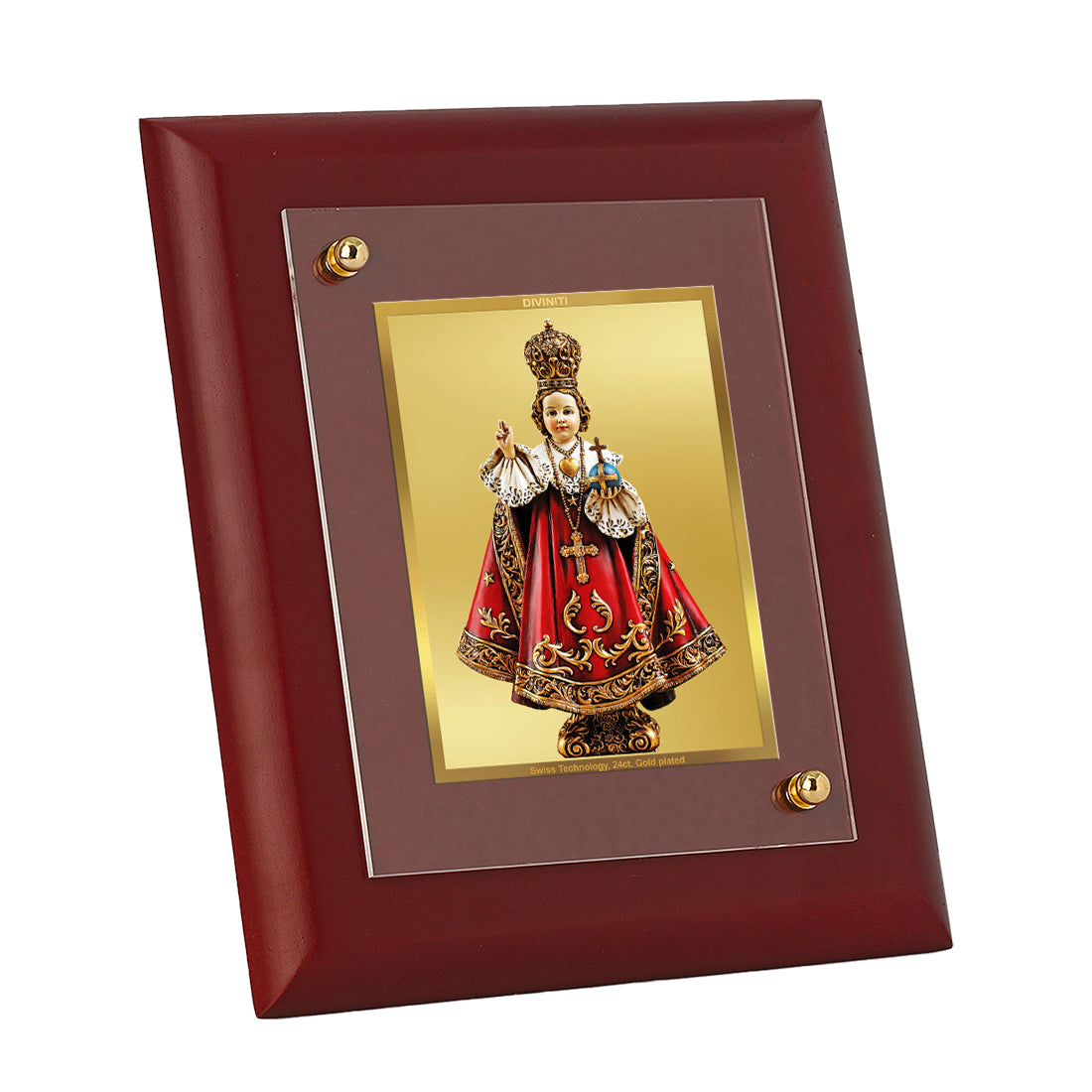 Diviniti 24K Gold Plated Infant Jesus Photo Frame For Home Decor, Wall Hanging, Festival Gift (16 x 13 CM)