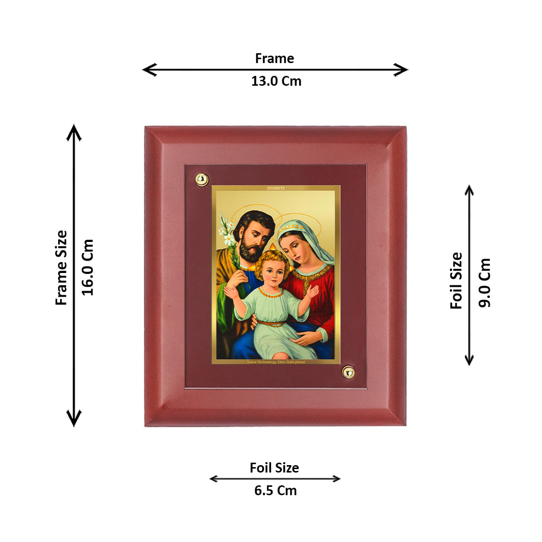 Diviniti 24K Gold Plated Holy Family Photo Frame For Home Decor, Wall Hanging, Table Tops, Gift (16 x 13 CM)