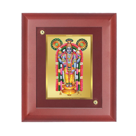 Diviniti 24K Gold Plated Guruvayurappan Photo Frame For Home Decor Showpiece, Wall Decor, Table Tops, Gift (16 x 13 CM)