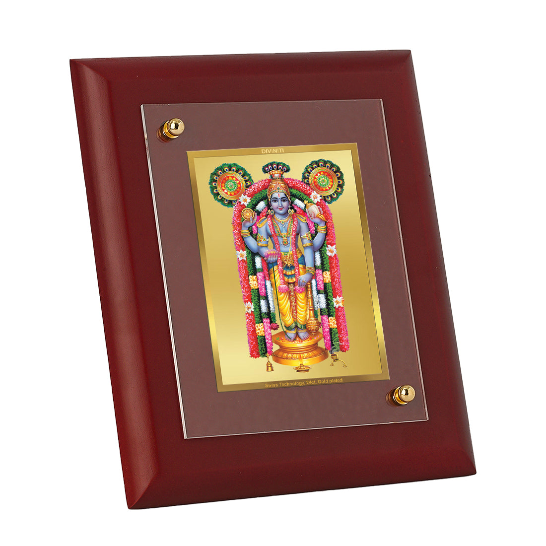 Diviniti 24K Gold Plated Guruvayurappan Photo Frame For Home Decor Showpiece, Wall Decor, Table Tops, Gift (16 x 13 CM)