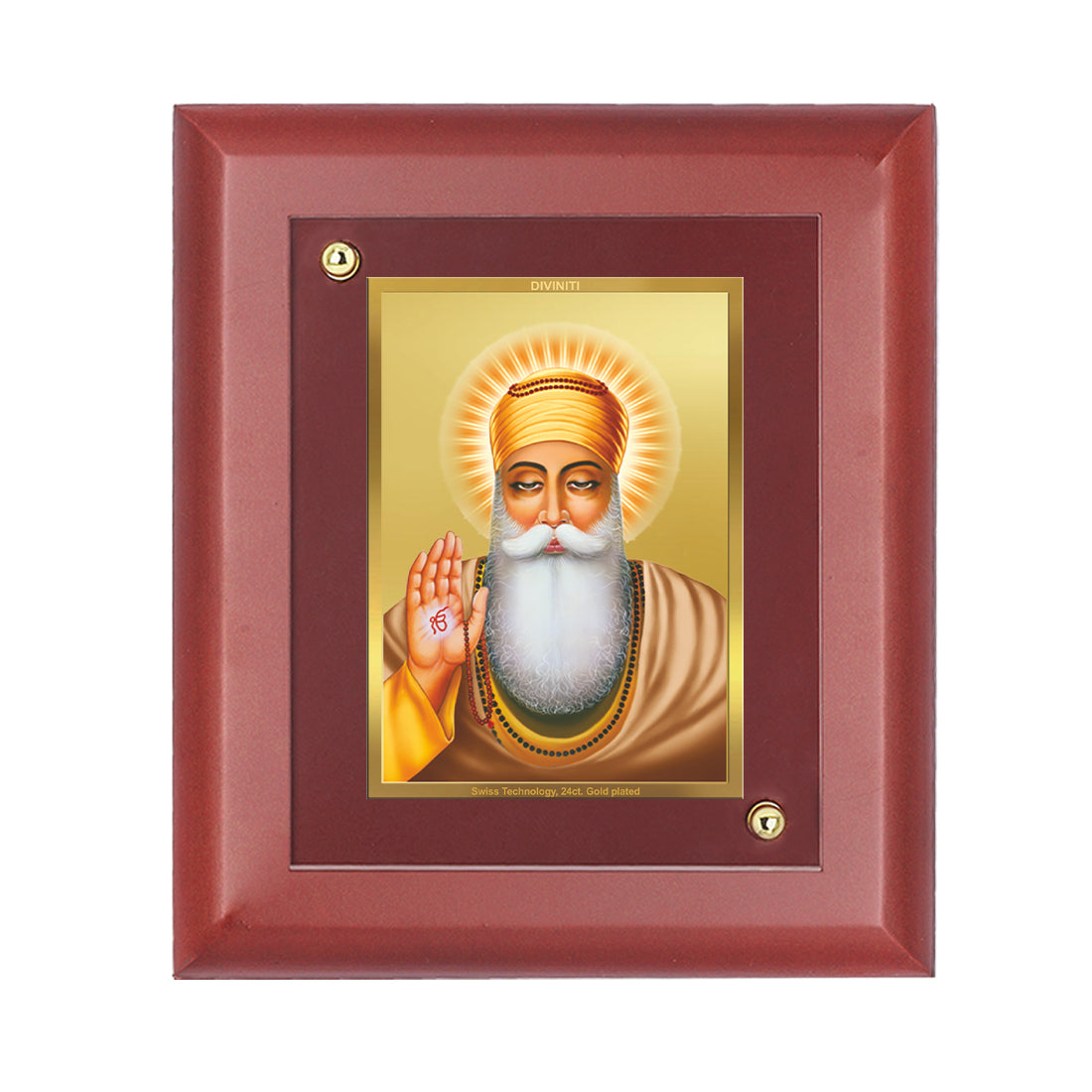 Diviniti 24K Gold Plated Guru Nanak Photo Frame For Home Decor, Wall Decor, Table Tops, Gift (16 x 13 CM)