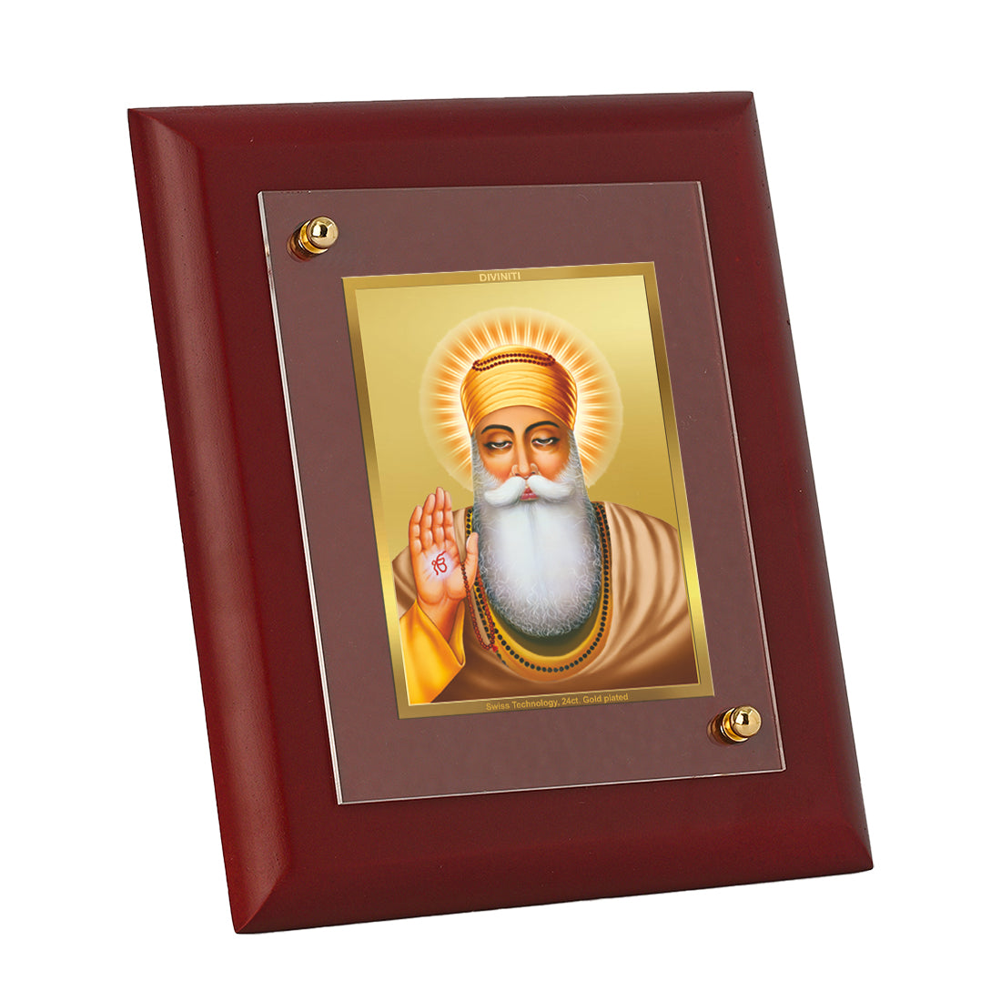 Diviniti 24K Gold Plated Guru Nanak Photo Frame For Home Decor, Wall Decor, Table Tops, Gift (16 x 13 CM)