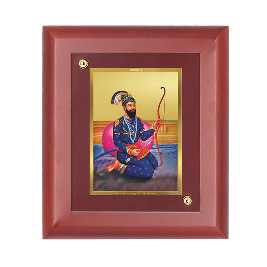 Diviniti 24K Gold Plated Guru Gobind Singh Photo Frame For Home Wall Decor, Table, Gift (16 x 13 CM)