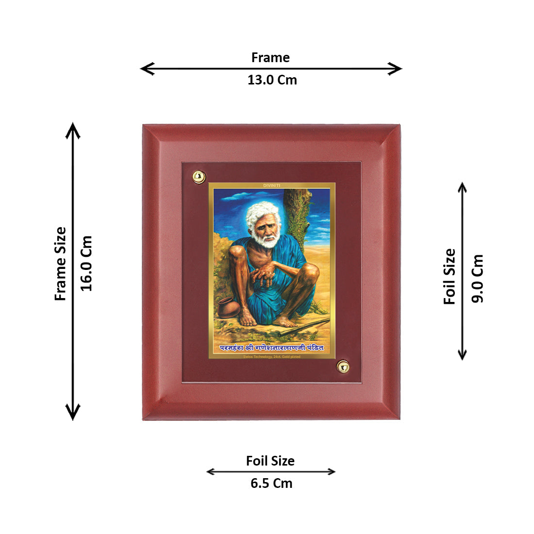 Diviniti 24K Gold Plated Ganesh Narayan Photo Frame For Home Wall Decor, Table Tops, Gift (16 x 13 CM)