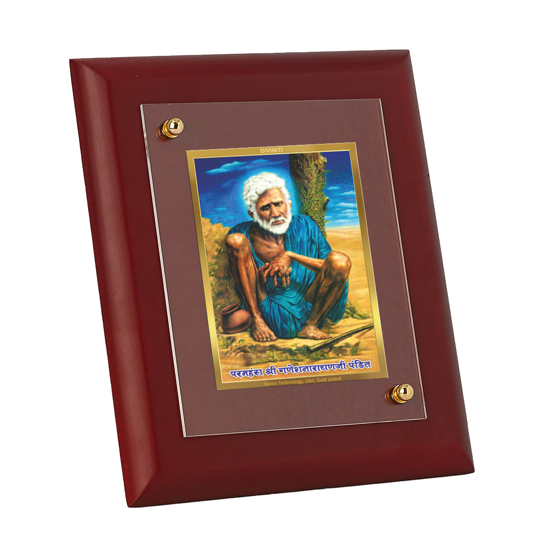 Diviniti 24K Gold Plated Ganesh Narayan Photo Frame For Home Wall Decor, Table Tops, Gift (16 x 13 CM)