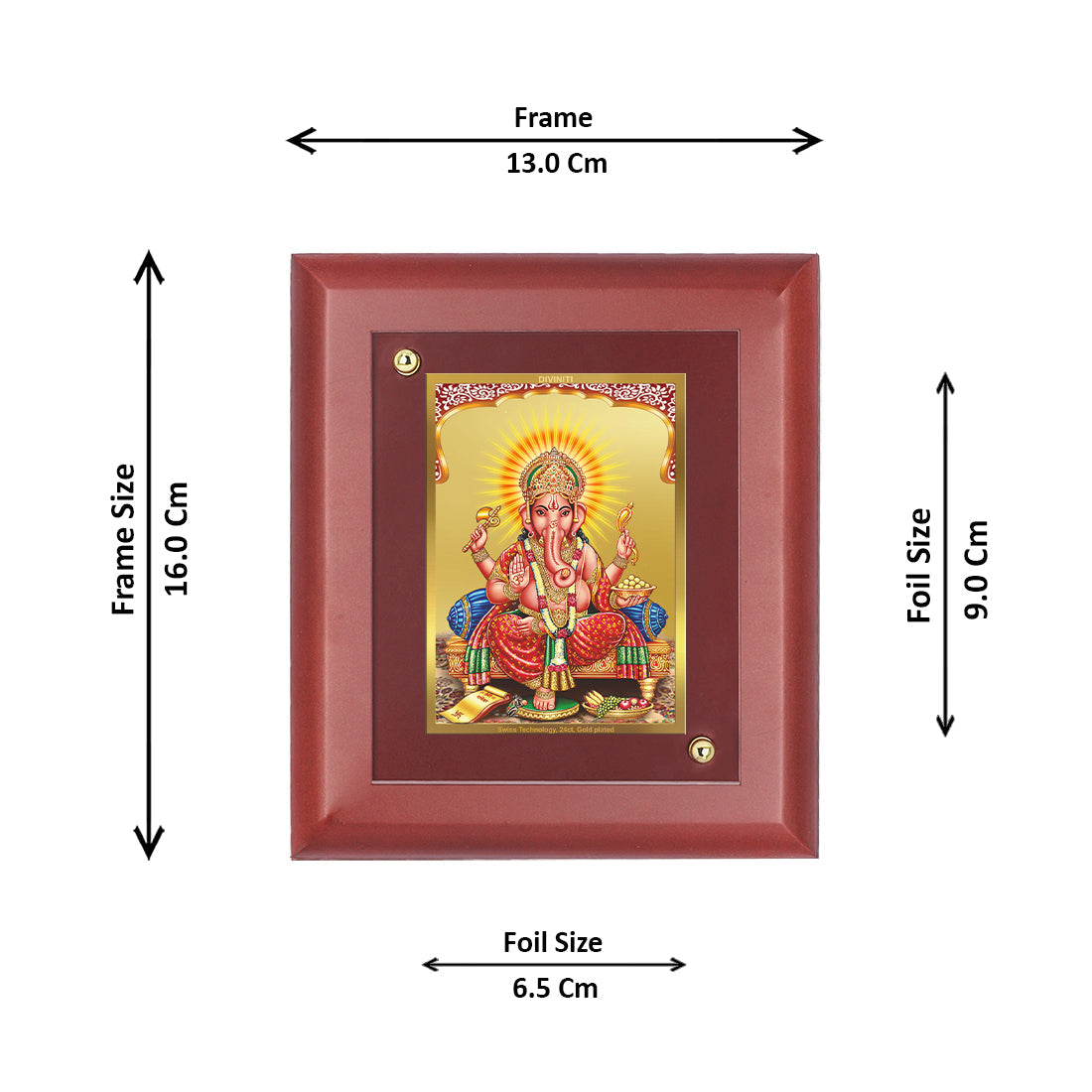 Diviniti 24K Gold Plated Ganesha Photo Frame For Home Decor, Wall Hanging, Office Table, Gift (16 x 13 CM)