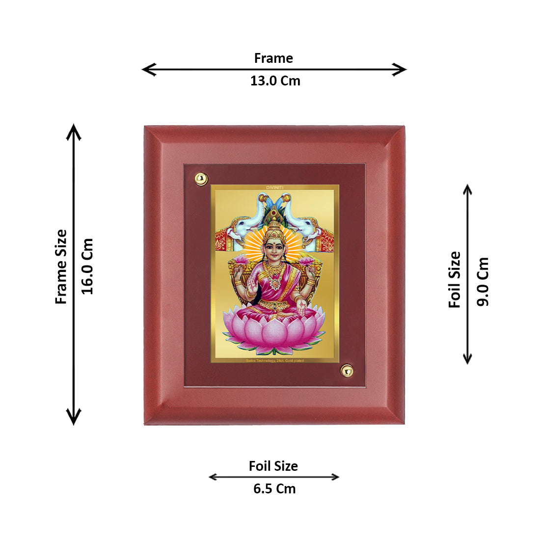 Diviniti 24K Gold Plated Gajalakshmi Photo Frame For Home Decor, Wall Decor, Table Top, Gift (16 x 13 CM)