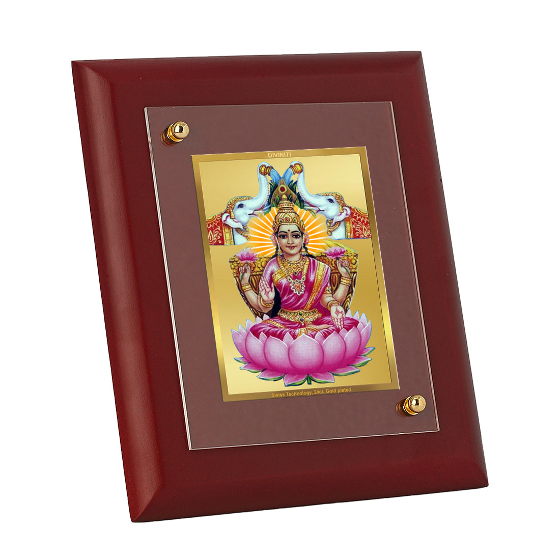 Diviniti 24K Gold Plated Gajalakshmi Photo Frame For Home Decor, Wall Decor, Table Top, Gift (16 x 13 CM)