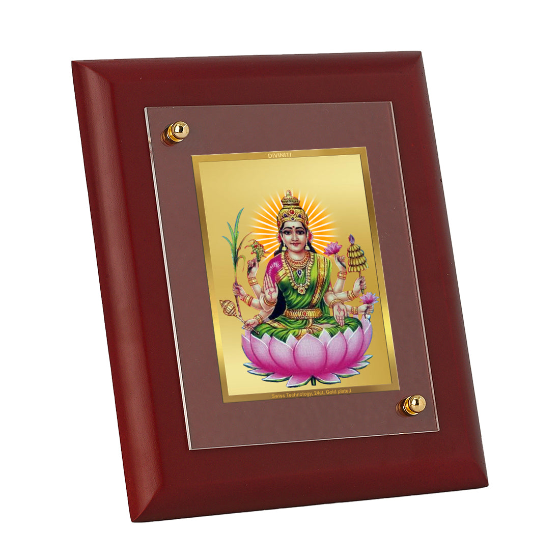 Diviniti 24K Gold Plated Dhanya Lakshmi Photo Frame For Home Decor, Wall Decor, Table, Puja, Gift (16 x 13 CM)