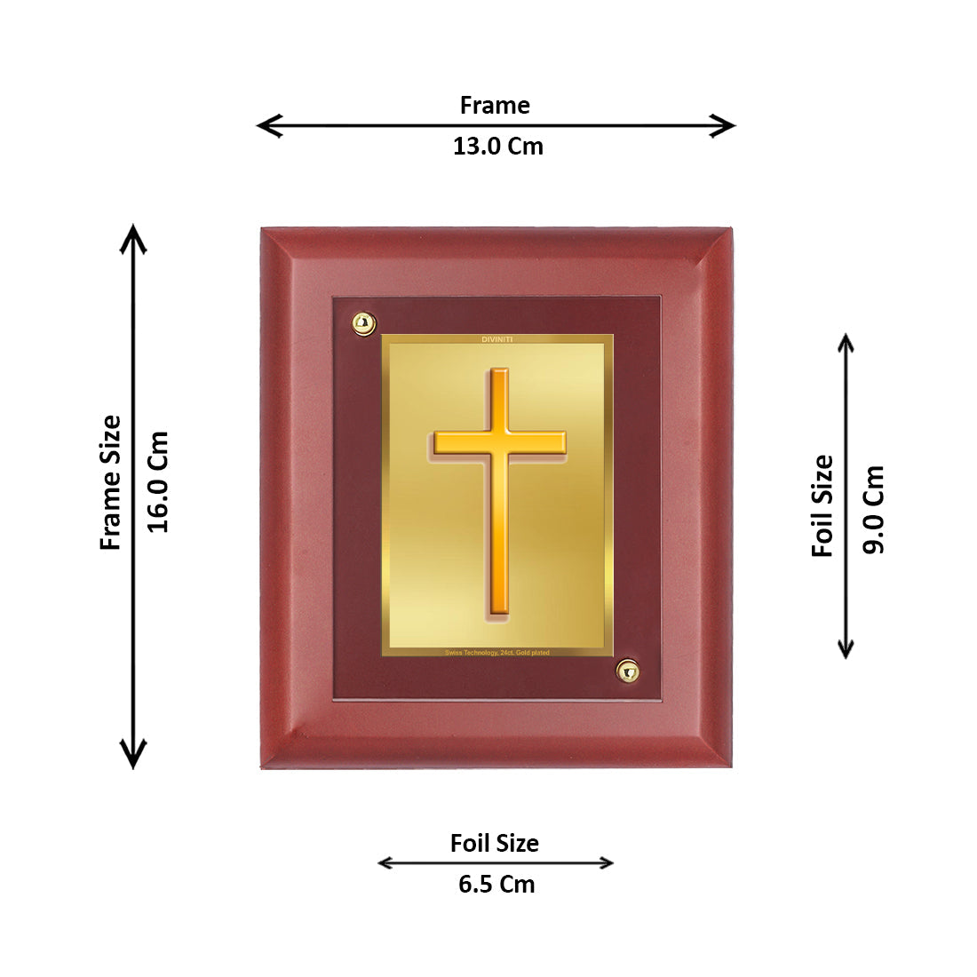 Diviniti 24K Gold Plated Holy Cross Photo Frame For Home Decor, Wall Decor, Table, Festival Gift (16 x 13 CM)