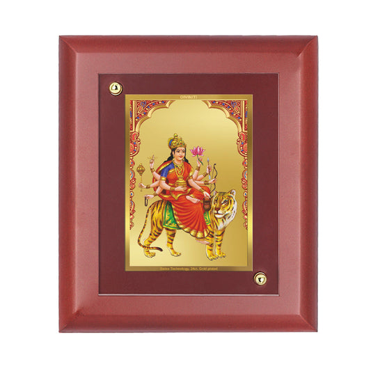 Diviniti 24K Gold Plated Chandraghanta Mata Photo Frame For Home Decor, Wall Decor, Table, Puja Room (16 x 13 CM)