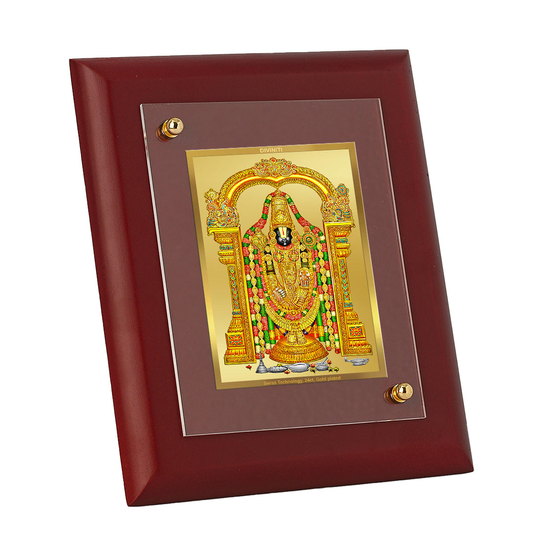 Diviniti 24K Gold Plated Tirupati Balaji Wall Photo Frame For Home Decor, Table Tops, Puja, Gift (16 x 13 CM)