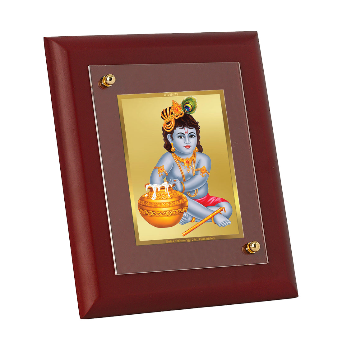 Diviniti 24K Gold Plated Bal Gopal Photo Frame For Home Decor, Wall Decor, Table, Housewarming Gift (16 x 13 CM)