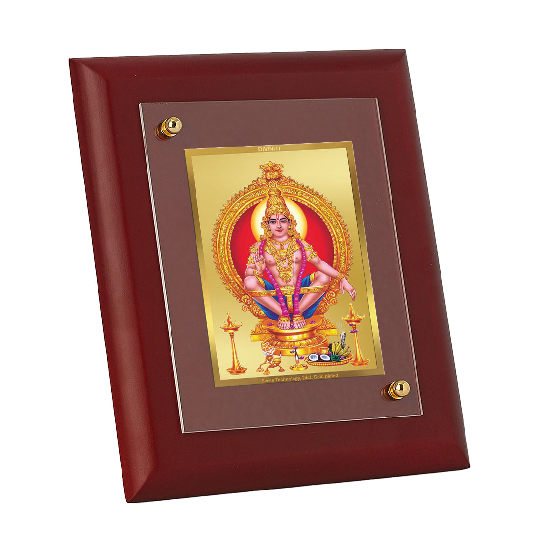 Diviniti Ayyapan-2 gold-plated Wall Photo Frame, Table Decor| MDF 1 Wooden Photo Frame with 24K gold-plated Foil| Religious Photo Frame Idol For Prayer, Gifts Items