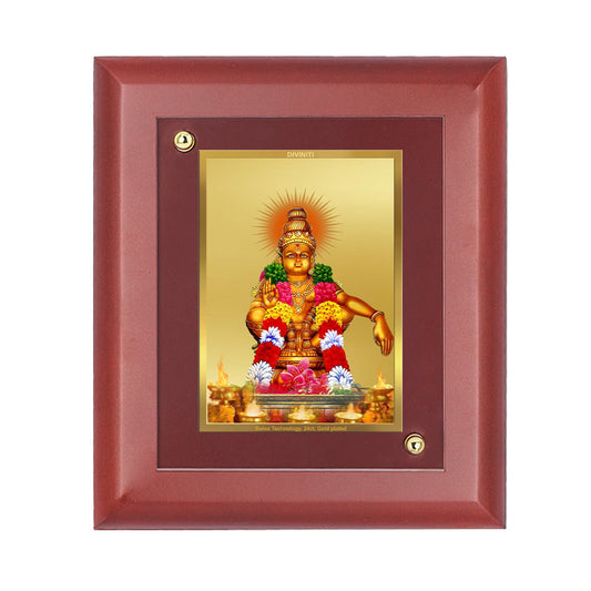 Diviniti 24K Gold Plated Ayyappan Photo Frame For Home Decor Showpiece, Wall Decor, Table Tops, Worship (16 x 13 CM)