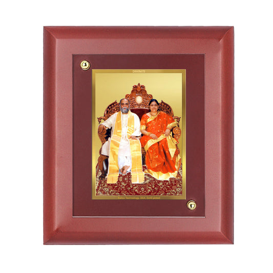 Diviniti 24K Gold Plated Shanti Amman Photo Frame For Home Decor Showpiece, Wall Decor, Table Tops (16 x 13 CM)