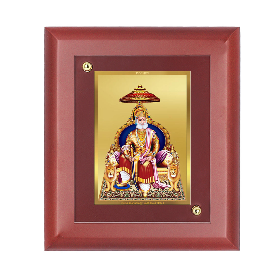 Diviniti 24K Gold Plated Agrasain Maharaj Photo Frame For Home Decor Showpiece, Table, Royal Gift (16 x 13 CM)