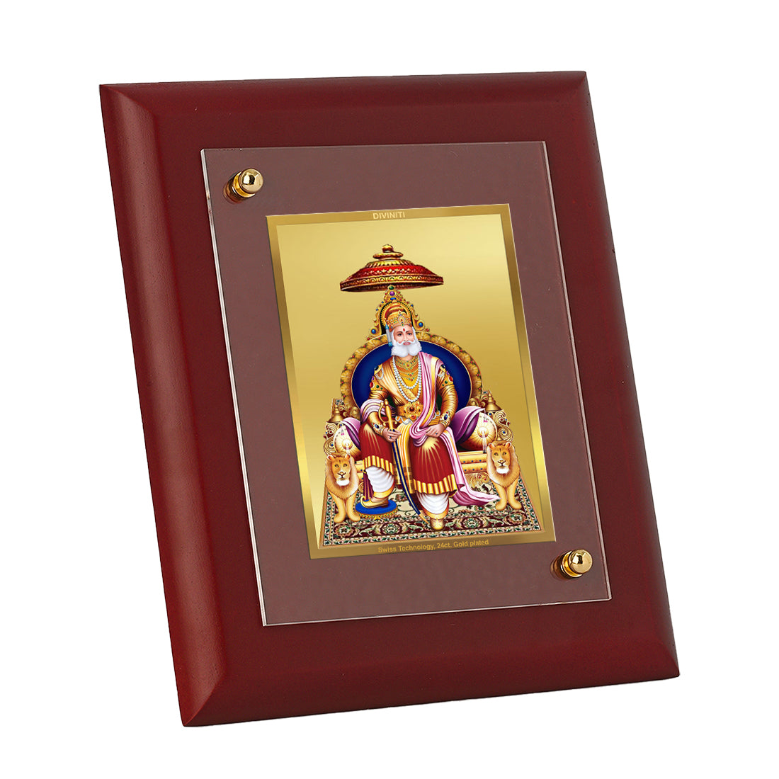 Diviniti 24K Gold Plated Agrasain Maharaj Photo Frame For Home Decor Showpiece, Table, Royal Gift (16 x 13 CM)