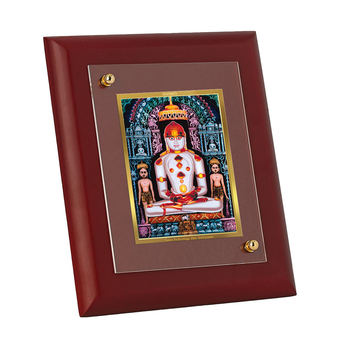 Diviniti 24K Gold Plated Adinath Photo Frame For Home Decor, Wall Decor, Table, Prayer (16 x 13 CM)