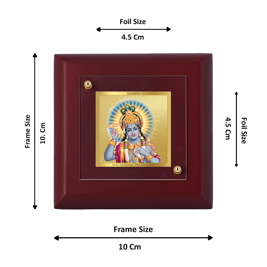 Diviniti 24K Gold Plated Lord Vishnu Photo Frame For Home Decor, Table Tops & Housewarming Gift (10 x 10 CM)