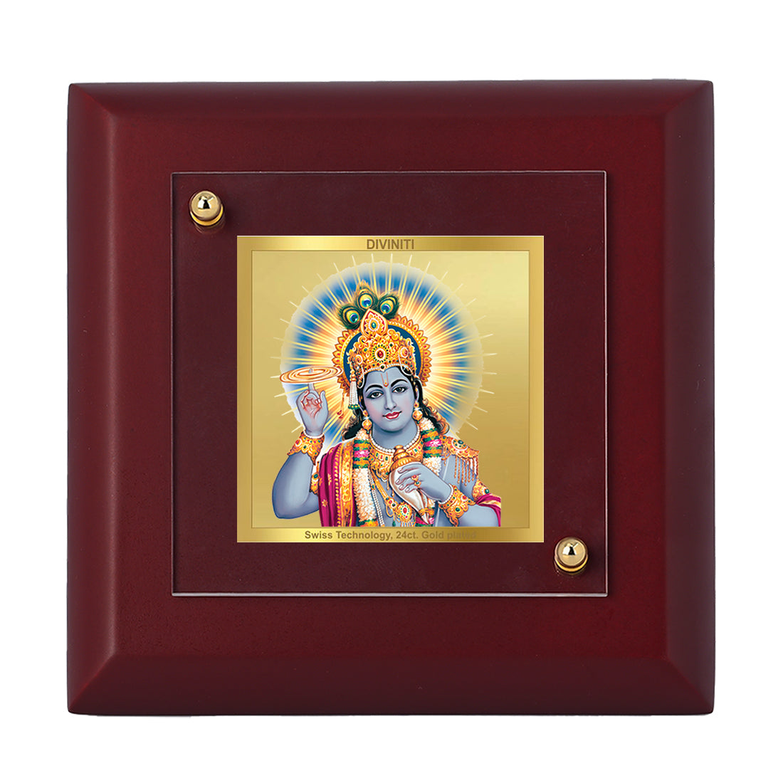 Diviniti 24K Gold Plated Lord Vishnu Photo Frame For Home Decor, Table Tops & Housewarming Gift (10 x 10 CM)