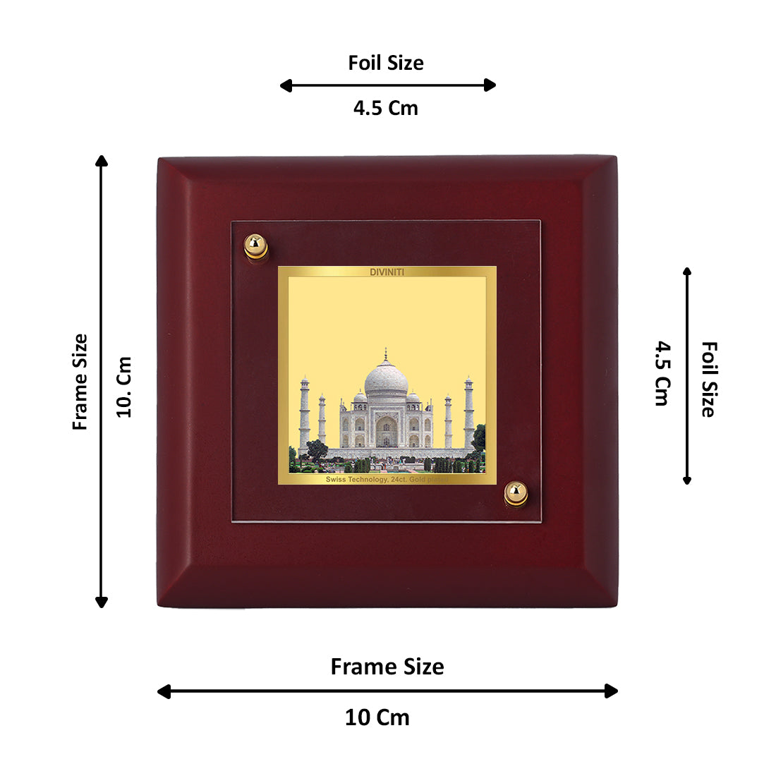 Diviniti 24K Gold Plated Taj Mahal Photo Frame For Home Decor Showpiece, Table Top, Gift (10 x 10 CM)