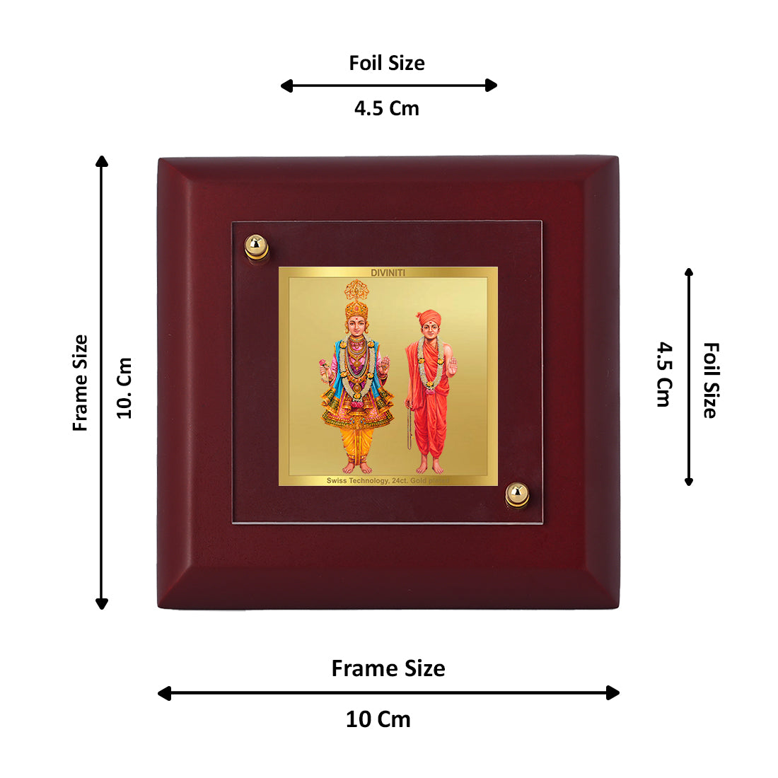 Diviniti 24K Gold Plated Swami Narayan Photo Frame For Home Decor, Table Tops, Gift (10 x 10 CM)