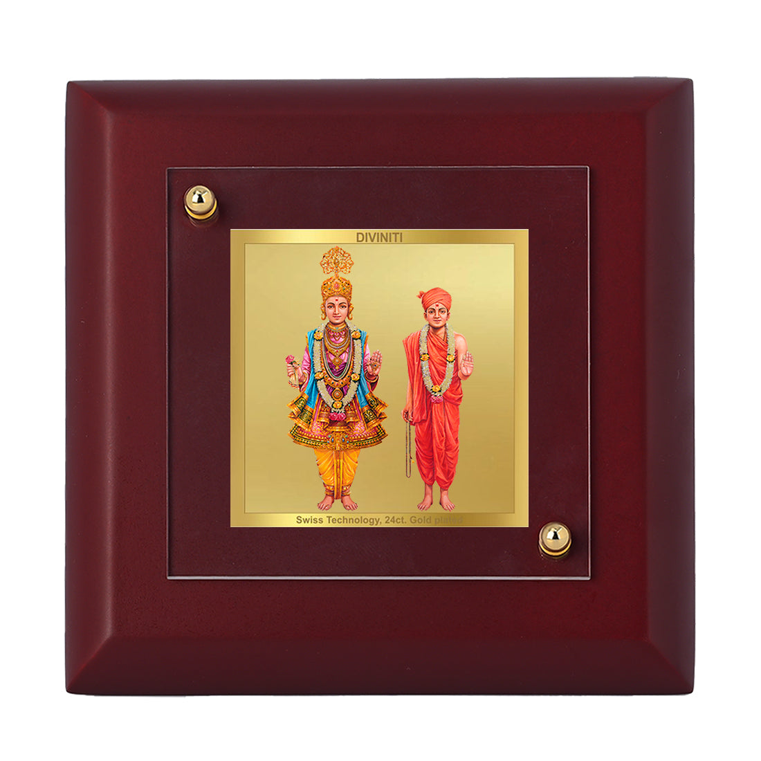 Diviniti 24K Gold Plated Swami Narayan Photo Frame For Home Decor, Table Tops, Gift (10 x 10 CM)