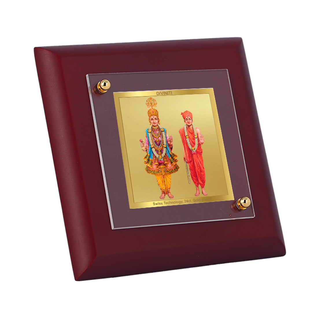 Diviniti 24K Gold Plated Swami Narayan Photo Frame For Home Decor, Table Tops, Gift (10 x 10 CM)