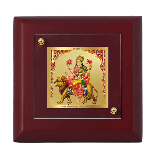 Diviniti 24K Gold Plated Skandamata Photo Frame For Home Decor, Table Tops, Puja, Festival Gift (10 x 10 CM)