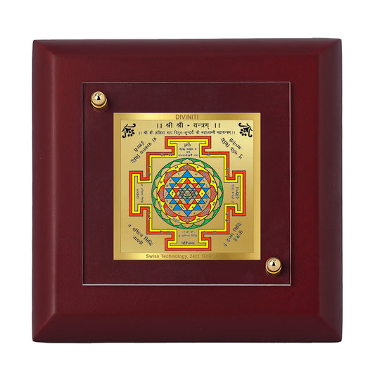 Diviniti 24K Gold Plated Shree Yantra Photo Frame For Home Decor, Table Tops, Prayer, Gift (10 x 10 CM)