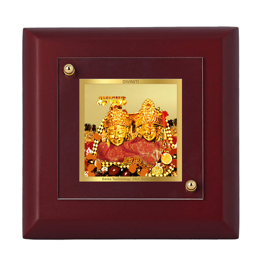 Diviniti 24K Gold Plated Shoolini Mata Photo Frame For Home Decor, Table Tops, Festival Gift (10 x 10 CM)