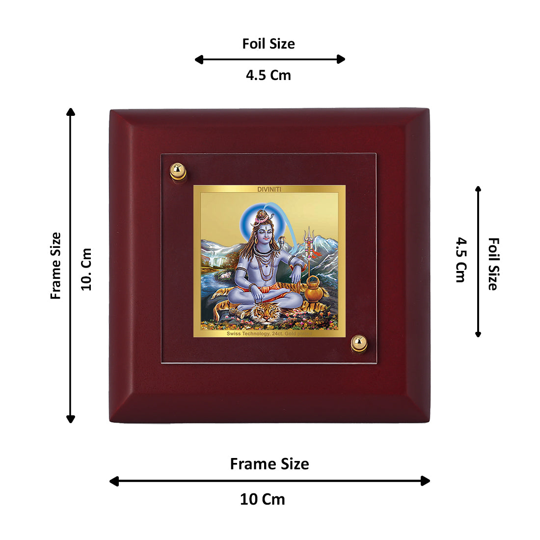 Diviniti 24K Gold Plated Shiva Photo Frame For Home Decor, Table Tops, Puja, Festival Gift (10 x 10 CM)