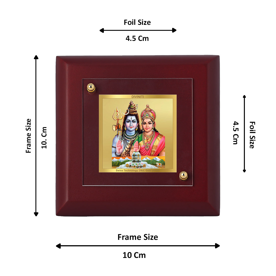 Diviniti 24K Gold Plated Shiv Parvati Photo Frame For Home Decor, Table Tops, Puja, Festival Gift (10 x 10 CM)