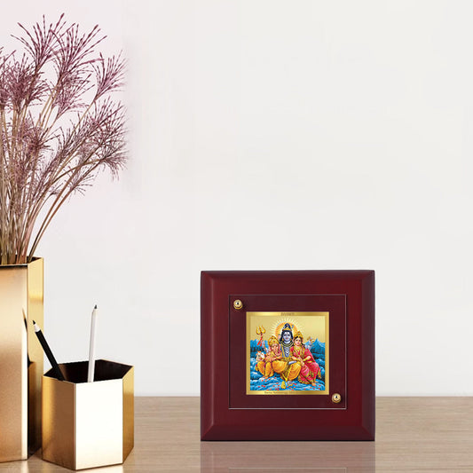 Diviniti 24K Gold Plated Shiv Parivar Photo Frame For Home Decor, Table Top, Puja Room, Gift (10 x 10 CM)